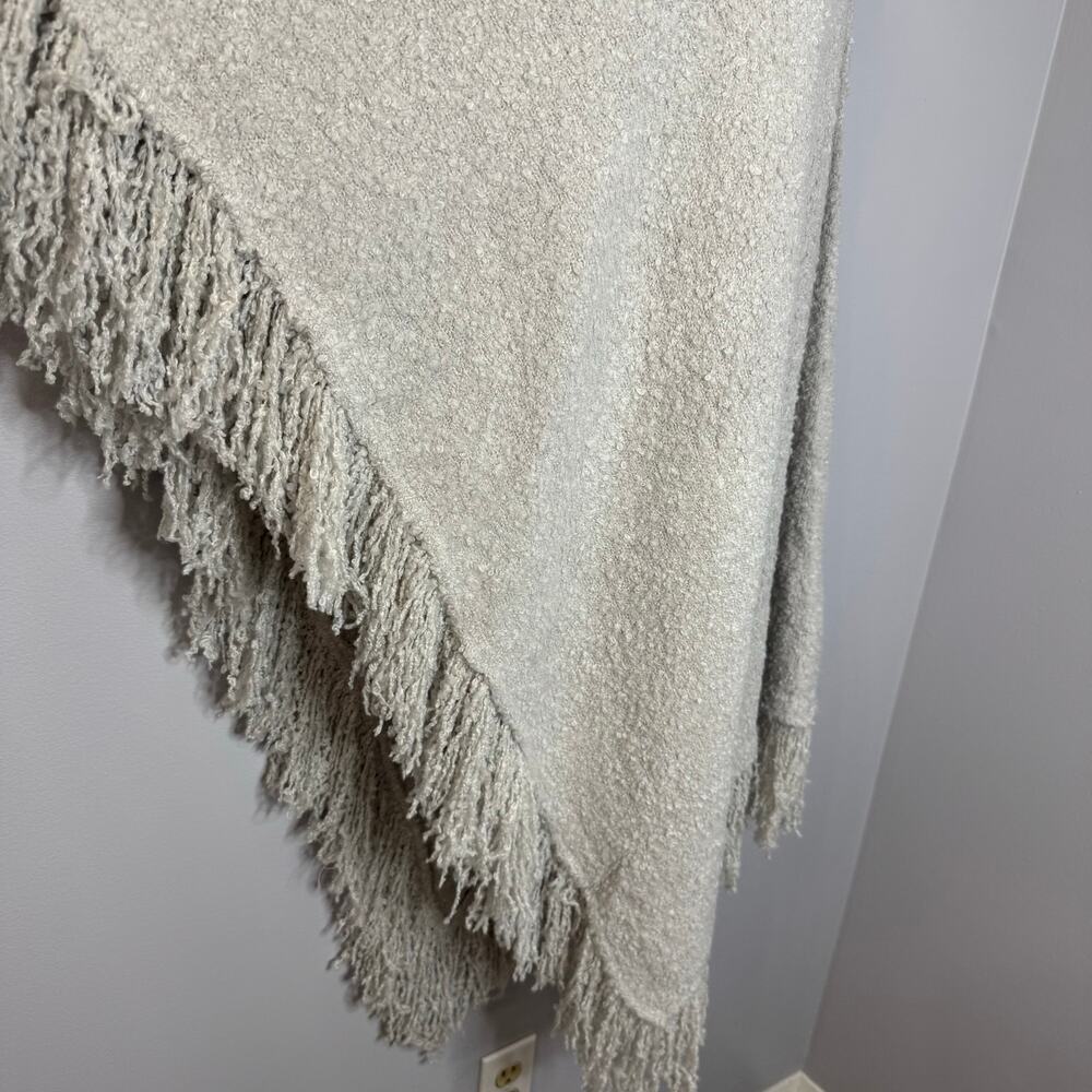 Ser.O.Ya Frost Poncho Wool Blend Fringe Hem Boho Silver Beige Women's XXS/XS - Picture 7 of 14